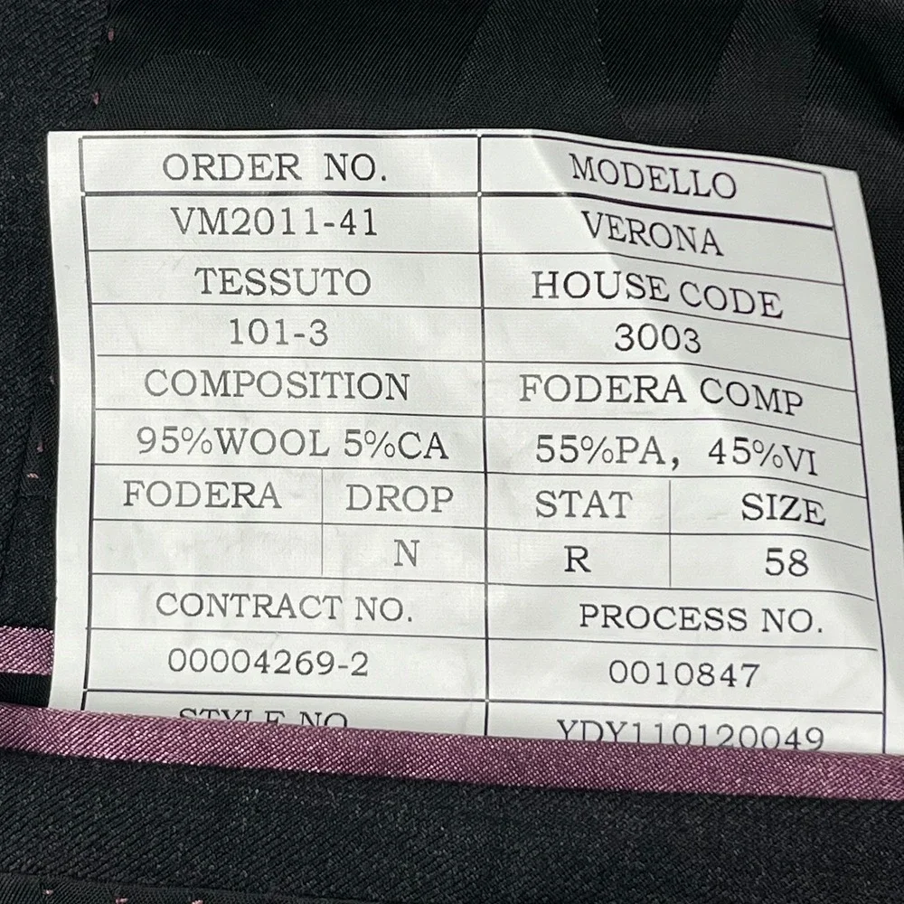Joseph Bach Verona Sartoriale Blazer Mens 58R Black Wool Cashmere Super 150s - Picture 6 of 12